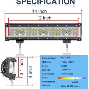 Quad Row 250W 15inch LED Light Bar 4x4 LED Bar